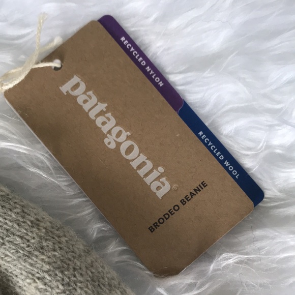 Brand New Patagonia Men's Brodeo Beanie Logo Drifter Grey Recycled Wool & Nylon - Picture 4 of 16